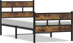 vidaXL Cadru pat metalic fără saltea, stejar fumuriu, 80x200 cm