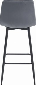 Scaun de bar cu picioare negre ARCETO VELVET, gri inchis