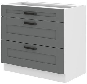 Dulap inferior de bucătărie Lucid 80 D 3S BB (dustgrey + alb). 1045532