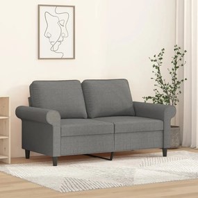 349186 vidaXL Canapea cu 2 locuri, gri închis, 120 cm, material textil