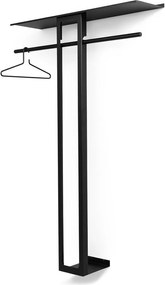 Cuier de perete negru cu raft din oțel 100 cm Luno Large – Spinder Design