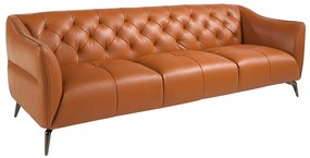 Canapea 3 locuri din piele naturala capitonata Cowhide leather brown