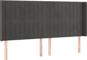 vidaXL Tăblie de pat cu aripioare gri închis 183x16x118/128 cm catifea