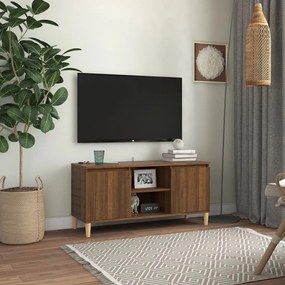 Comoda TV, picioare lemn masiv, stejar maro, 103,5x35x50 cm 1, Stejar brun