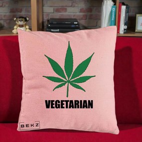 Perna Decorativa Vegetarian cu Frunza, 40x40 cm, Roz, Husa Detasabila, Perna Inclusa, BEKZ®