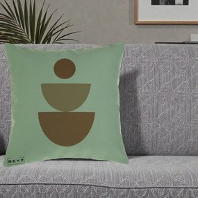 Perna Decorativa Geometric Boho Semicerc Stivuit, 40x40 cm, Verde, Husa Detasabila, Perna Inclusa, BEKZ®