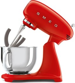 Mixer planetar SMEG SMF03RDEU, 800 W, 4,8 l, 10 viteze, Functie de pornire treptata, Rosu