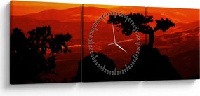 Tablou -Apus de soare (cu ceas) (90x30 cm)