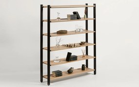 Bibliotecă lemn masiv Steekla, 152 × 39 × 183 cm - Nuc
