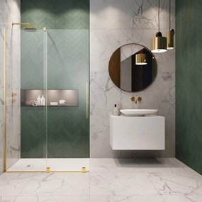Paravan de dus tip Walk-in Radaway Furo auriu-transparent 140 cm sticla securizata 8 mm stanga