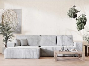 Colțar gri deschis extensibil/cu spațiu de depozitare cu tapițerie din chenille (cu colț pe partea stângă/cu șezlong) Maze – Maison de Rêve