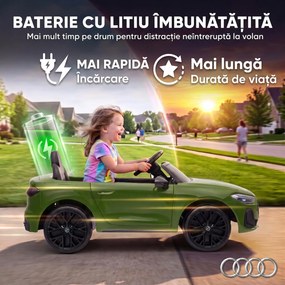 AIYAPLAY Mașină Electrică pentru Copii 12V Audi A5L cu Telecomandă, Baterie cu Litiu, 2 Motoare, Telecomandă, Verde | Aosom Romania