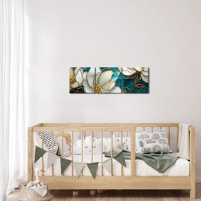 Tablou - Vitraliu cu magnolie (cu ceas) (90x30 cm)