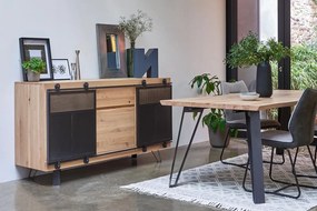 Comodă lemn masiv Fusion Personalizabilă, 170 × 52.3 × 94 cm - Tabac