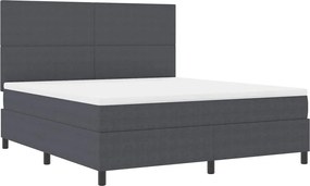 vidaXL Pat cu arcuri cu headboard Gri închis și alb 180 x 200 cm
