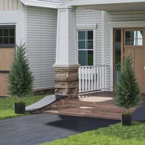 Outsunny Set 2 Plante Artificiale de Chiparos cu 362 Frunze și Ghiveci cu Ciment și Mușchi, Plante Rezistente la UV, Ø40x90 cm, Verde | Aosom Romania