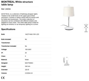 Lampa de masa / Veioza moderna design elegant MONTREAL alba
