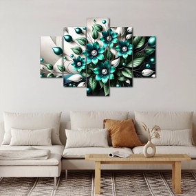 Tablou - Flori turcoaz 3D (150x105 cm)
