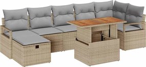 vidaXL Set de canapele pentru grădină cu pernă 8 pcs Bej poliratan