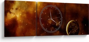 Tablou - Planete cu nebuloasă (cu ceas) (90x30 cm)