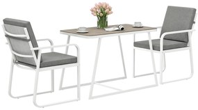 Outsunny Set de Grădină cu Masă și Scaune cu Perne Detașabile, Blat din Sticlă și Cadru din Oțel, 108x60x72 cm, Alb | Aosom Romania