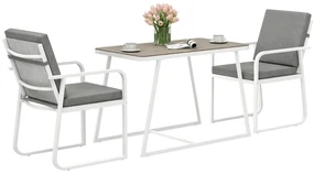 Outsunny Set de Grădină cu Masă și Scaune cu Perne Detașabile, Blat din Sticlă și Cadru din Oțel, 108x60x72 cm, Alb | Aosom Romania