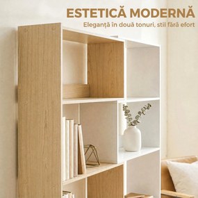 HOMCOM Bibliotecă de Colț cu 5 Polițe, Design Rotativ 350°, Lemn/Alb | Aosom Romania