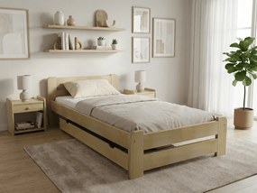 Pat de o persoana Laura 80x200, pin Saltele: Cu saltele Somnia 18 cm, Somiera pat: Cu lamele drepte