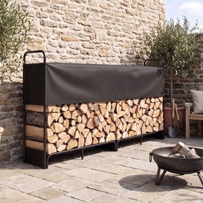 Outsunny Suport Lemne de Foc Interior și Exterior din Oțel Galvanizat cu Husă Oxford, 500 kg, 260x38x118 cm, Negru | Aosom Romania