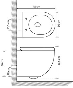 Vas WC suspendat fara rama, alb, ceramica Alb
