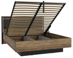 Pat dublu OREN 160x200 cm cu spațiu de depozitare maro/negru