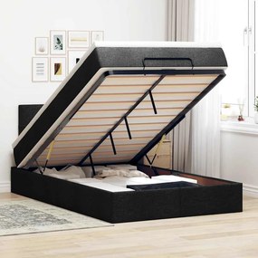 vidaXL Pat otoman cu saltea negru 120x190 cm stofa