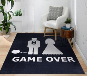Covor lavabil BAMBINO 2104 'Game over' nunta, burlac, anti-alunecare - negru