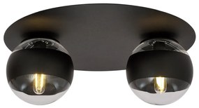 Plafoniera cu 2 surse de iluminat design modern Solar negru, transparent