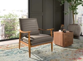 Fotoliu design LUX cu tapiterie din piele Dark grey