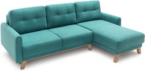 Colțar extensibil cu șezlong pe partea dreaptă Bobochic Paris Balio, turcoaz