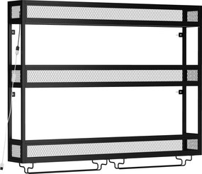 HOMCOM Suport de perete pentru vin cu LED, stil industrial, metal negru | Aosom Romania