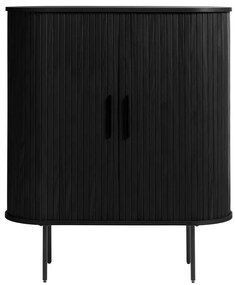 Dulap negru cu aspect de lemn de stejar cu ușă glisantă 100x118 cm Nola – Unique Furniture