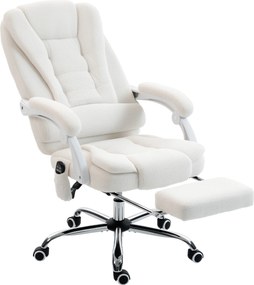 Vinsetto Fotoliu de birou executive cu masaj și încălzire înălțime reglabilă spătar înclinabil tapițerie din in alb | Aosom Romania