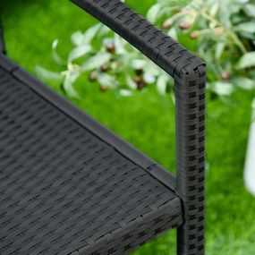 Outsunny Banca de Gradina si de Exterior din Ratan Banca din Ratan Negru 2 Locuri, 122x60x87cm