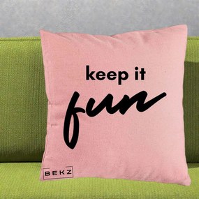 Perna Decorativa Keep It Fun, 40x40 cm, Roz, Husa Detasabila, Perna Inclusa, BEKZ®