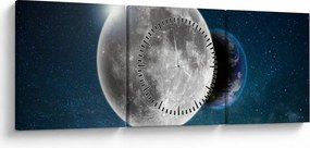Tablou - Pământul în eclipsa de lună (cu ceas) (90x30 cm)