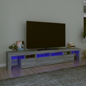 3152792 vidaXL Comodă TV cu lumini LED, gri sonoma, 230x36,5x40cm