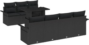 vidaXL Set de canapele pentru grădină cu pernă 8 pcs Negru poliratan