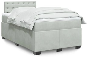 vidaXL Pat continental cu saltea, gri deschis, 120x200 cm, catifea