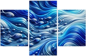Tablou – Pești în valuri (90x60 cm)