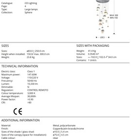 Lustra LED dimabila casa scarii XXL cu telecomanda Sphere 27L SV-793960D