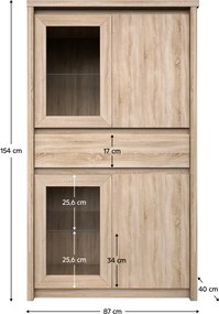Vitrina TYP 7, PAL melaminat, stejar sonoma, NORTY
