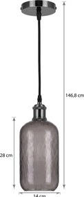 BRILAGI -LED Lustră pe cablu RETRO GLASS 1xE27/60W/230V Ø 14 cm negru/gri fumuriu