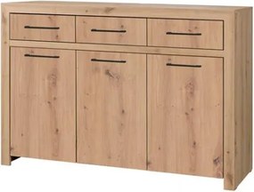 Comodă 3-door JANEZ – 150x47x102 cm – Stejar Artisan / Negru